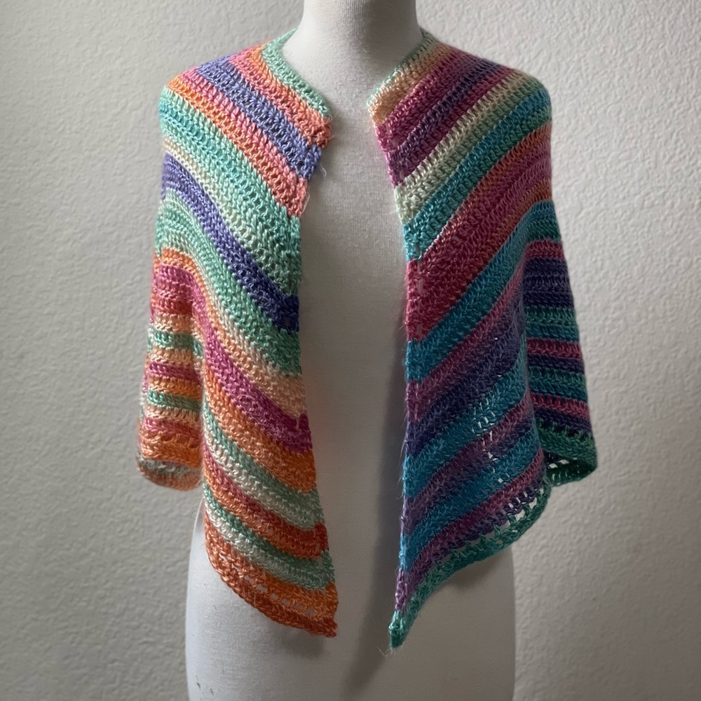 Multicolored handmade knitted shawl